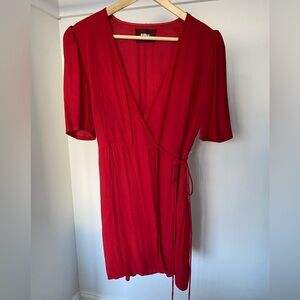 Reformation Red Mini Wrap Dress
